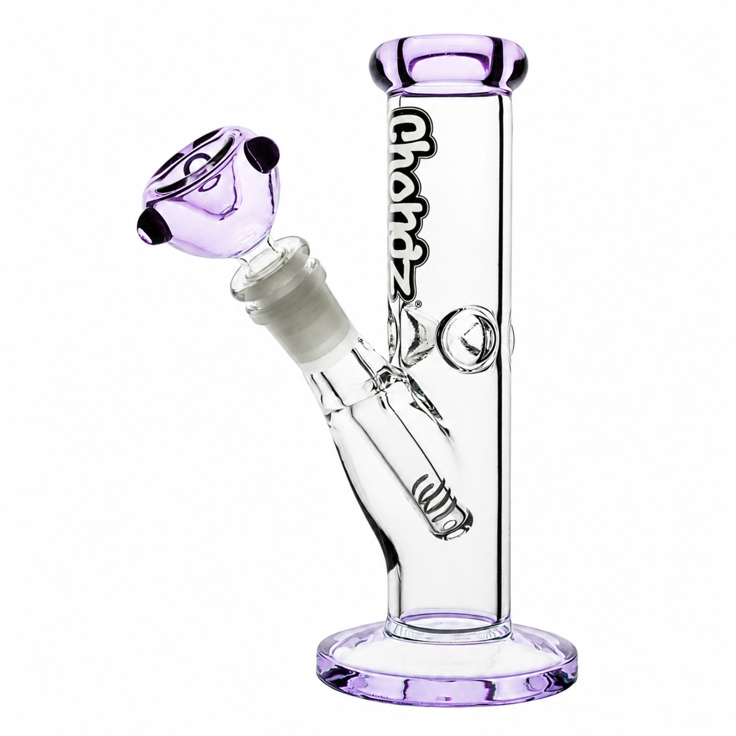 Glass Chongz "F*ck Button" 21cm Ice with Purple Accents