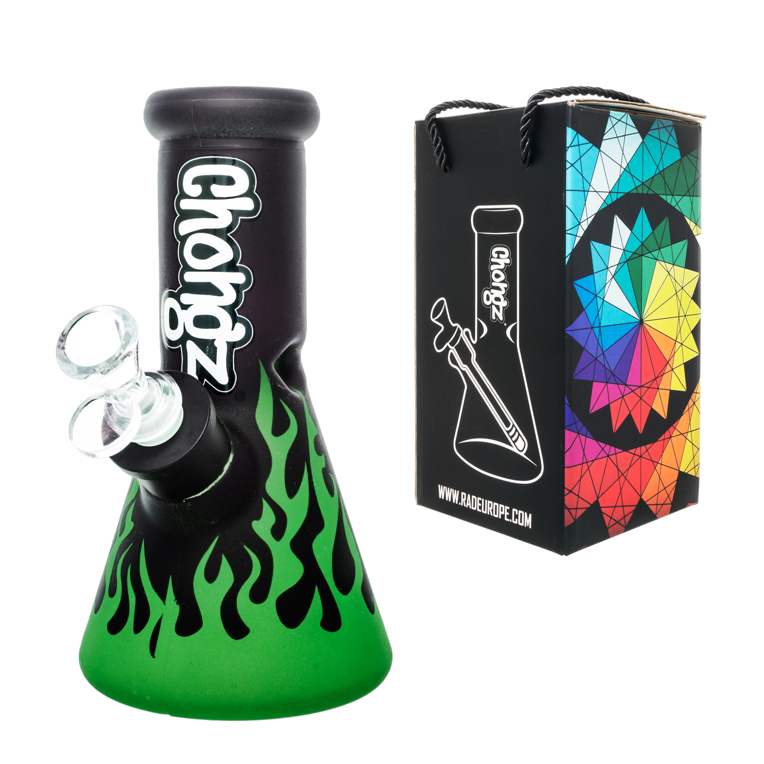 Chongz 20cm green "Up in Flames" Flame Design Waterpipe